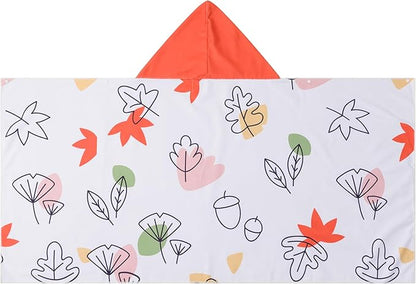 Kids Hooded Towels - Soft and Absorbent Bath, Beach, Swim Pool 30" x 60" Large Towel Cover Up for Boys and Girls Autumn Maple Leaves