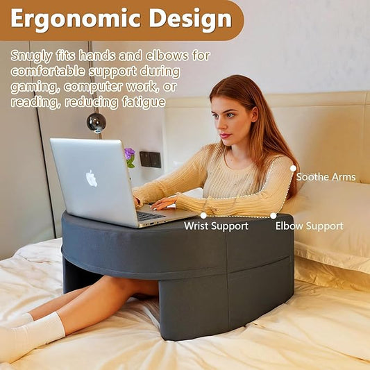 Reading Pillow for Gaming Small, Lap Desk Pillow for Adult Reading, Soft Arm Rest Memory Foam Cushion Pillow for Working, Playing, Steam Deck Switch or Sitting in Bed Floor Couch Sofa (Grey)