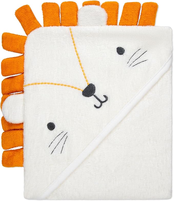 Rene Rofe Hooded Towel with 3D Ears - 100% Cotton Ultra Absorbent, Super Soft Baby Bath Towels for Babies, Toddler, Infant