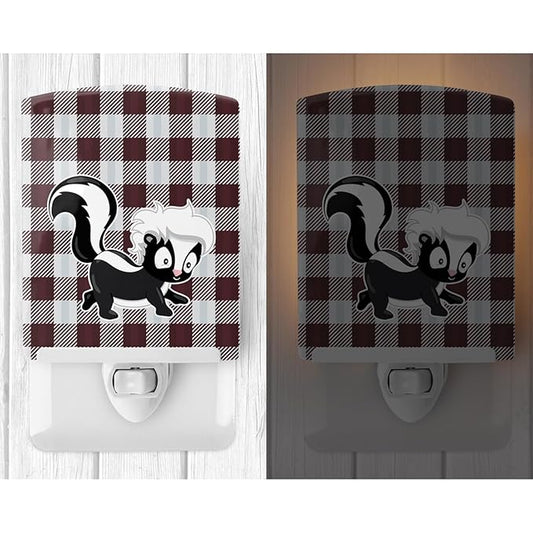 Caroline's Treasures BB9168CNL Skunk Ceramic Night Light Compact, UL-Certified, Ideal for Bedroom, Bathroom, Nursery, Hallway, Kitchen, 6x4x3, Multicolor