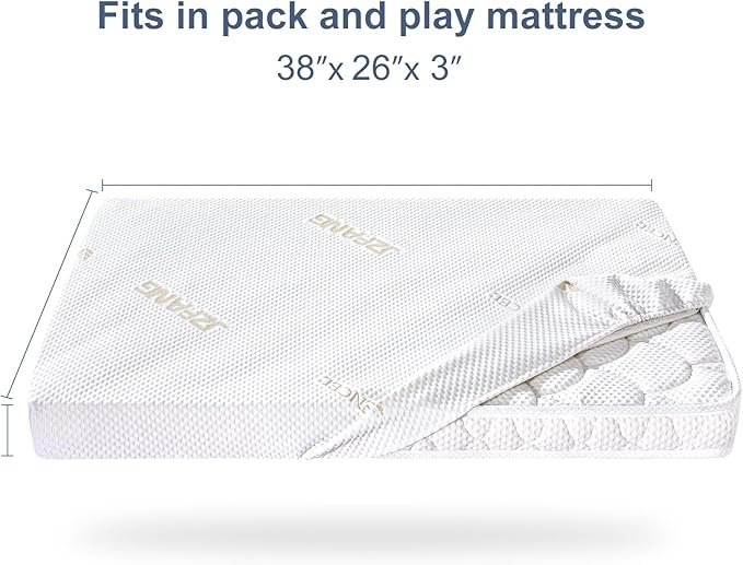 Waterproof Pack and Play Sheets & Noiseless, Ultra-Soft Breathable Mattress Cover for Pack and Plays, Playards and Mini Cribs, Machine Washable and Drying