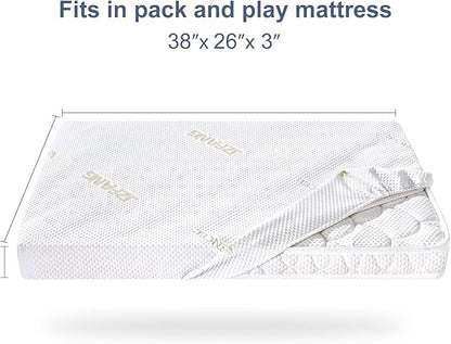 Waterproof Pack and Play Sheets & Noiseless, Ultra-Soft Breathable Mattress Cover for Pack and Plays, Playards and Mini Cribs, Machine Washable and Drying