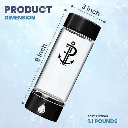 Hydrogen Water Bottle Generator | Durable SPE PEM Electrolysis Technology Hydrogen Water in 3 Min | Portable Water Quick Ionizer Machine for Home, Office, Travel, Exercise, Daily Use & Gifts (Black)