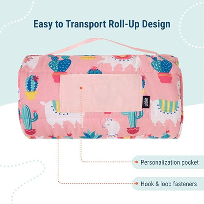 Wildkin Original Nap Mat with Reusable Pillow for Boys & Girls, Ideal for Sleepovers, Equipped with Hook & Loop Fastener, Made from Cotton Blend Materials - Nap Mat for Kids