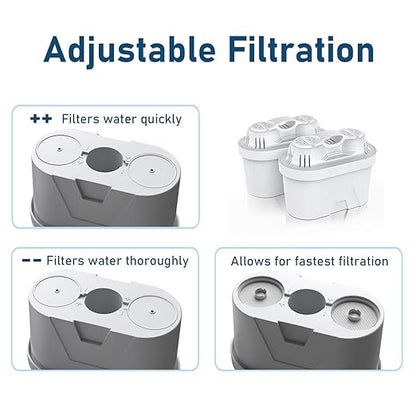 Frizzlife Water Filter Pitcher, Large 10 Cup Purifier with Filter Life Remind, Long Lasting, Adjustable Filtration Speed, Reduces Chlorine, Heavy Metals, Fluoride, Bad Taste & Odor, Dark