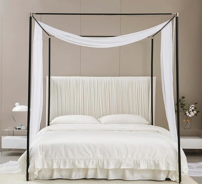 Akiky Canopy Bed Curtains White Bed Canopy Drapes Sheer Curtain Bed Scarf 1 Curtains Panel for Full Queen Size Bed décor