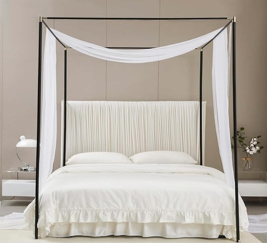 Akiky Canopy Bed Curtains White Bed Canopy Drapes Sheer Curtain Bed Scarf 1 Curtains Panel for Full Queen Size Bed décor