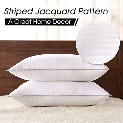 Basic Beyond King Size Bed Pillow - 2 Pack Hotel Collection Super Soft Down Alternative Pillow for Sleeping, 20x36 Inches