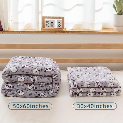 DaysU Plush Flannel Sherpa Baby Blanket for Girls Boys, Generous Reversible Soft Micro Fleece Toddler Bed Throw Blanket with Animal Print for Kids and Children, Animal Head, 50"x60"