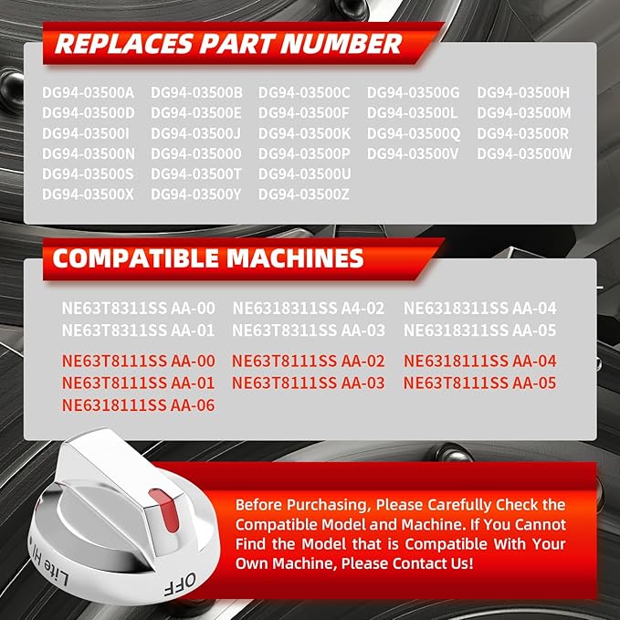 DG94-03500A/Z for Samsung Stove Knob Replacement,Electric Gas Range Knobs Locks,Compatible with 5DG94-03500U DG94-03500V NX60T8111SS /AA NE63T8311SG/AA etc Stove Knobs (5pc)