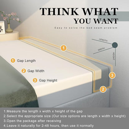 Mattress Extender, Bed Gap/Space Filler, Headboard Pillow Between Headboard and Mattress or Wall, High-Density Foam with Removable Cover(Light Grey-60 * 2 * 8in)