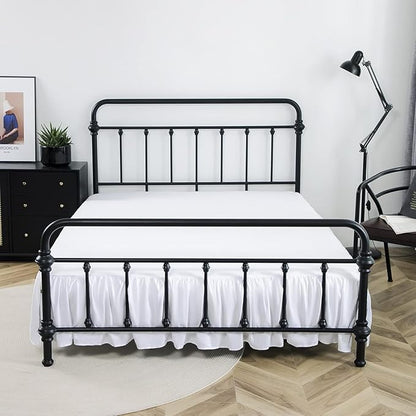 Bed Skirt King Size Ruffled Bed Skirts with Split Corners, 22 Inch Drop Dust Ruffle Bed Skirt with Platform, White, King - 22" Drop