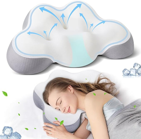 Cervical Neck Pillow for Neck and Shoulder, Side Sleeper Pillow for Adults, Neck Pillow, Orthopedic Contour Memory Foam Pillows for Side Back & Stomach Sleepers with Cooling Pillowcase