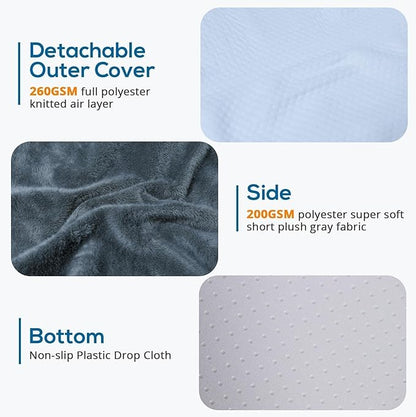 Sasttie Wedge Pillow for Sleep Apnea, 12 Inch Memory Foam Bed Wedge Pillow for Acid Reflux Relief, 30 Degree Triangle Incline Pillow Wedge for Sleeping with Removable Cover, Dark Grey