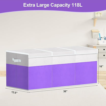 Kids Toy Box, Extra Large Toy Chest for Boy and Girl, 118L Toy Storage Organizer Stuffed Animals Holder with Removable Divider and Sturdy Handle for Nursery, Bedroom, Living room, 36"L x 12.6"W x 16"H