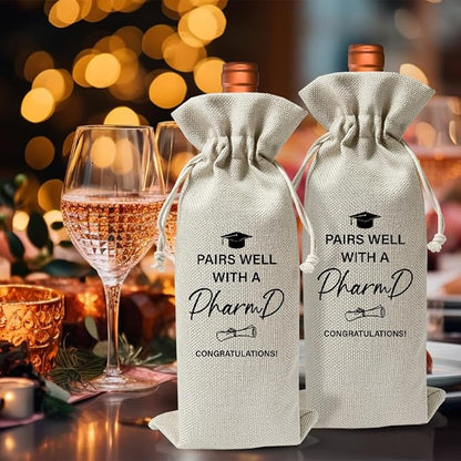 Pharmd Graduation Gift Wine Bag, Pairs Well With A Pharmd, Farewell PHD Gift for Women, Graduation Party Decor, Medical School Graduation Gift, Pharmacist Graduation Gift, Residency Graduation Gift