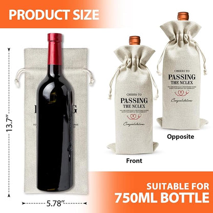 Nurse Practitioner Graduation Gift Wine Bag, Passing The Nclex Gift For Her Friend, Nurse School Graduation Party Gift Decoration, Funny Nurse Day Week Gift, Cotton Linen Wine Gift Bag With Drawstring