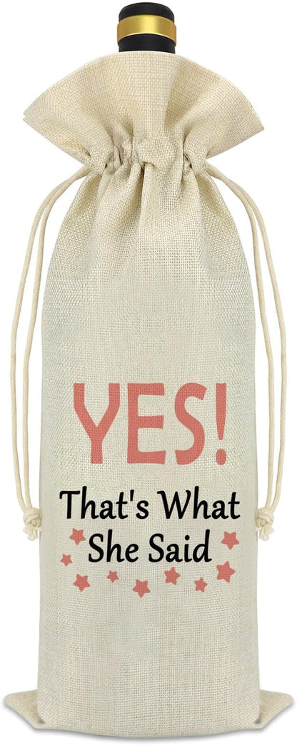 Engagement Gifts for Her Wine Bag Newly Engagement Couple Gifts Bride to Be Gifts Bridal Shower Gift Bachelorette Party Wedding Gifts for Him Her Drawstring Burlap Wine Bottle Bag Mr and Mrs Gifts