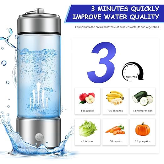 Rechargeable Hydro Health Hydrogen Water Bottle Portable Glass Hydrohealth Hydrogen Water Bottle Generator 420ml