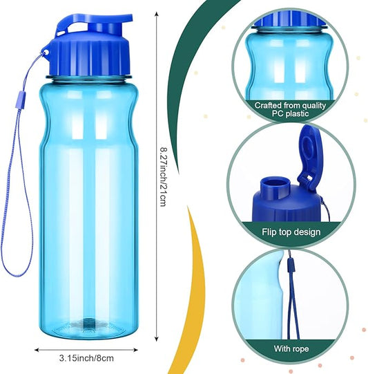 Tioncy 40 Pieces Water Bottles Bulk 17 oz Plastic Sport Drink Bottles with Handle Strap Lightweight Leakproof Reusable Leak Proof Travel Bottles for Fitness Gym(Cute Colors)