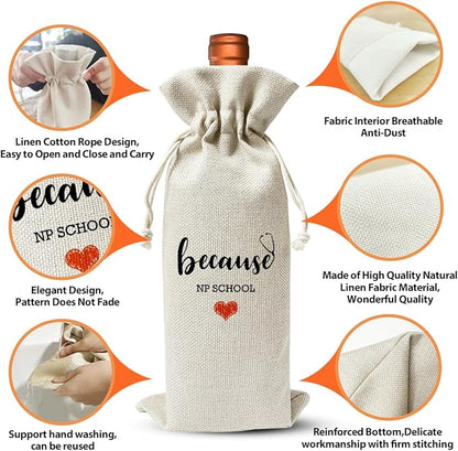 NP School Graduation Gift For Practitioner Wine Bag, Because Np School, Nursing School Graduation Gift, Cool Graduation Gift, Nurse Day Nurse Week Gift Bag, Med School Graduation Party Supply Decor