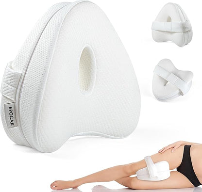 Knee Pillow for Adustable Side Sleepers with 1.3FT/40CM,100% Memory Foam Leg Pillow for Side Sleeping,Hip Pillow for Back,Hip,Knee Pain Relif (White)