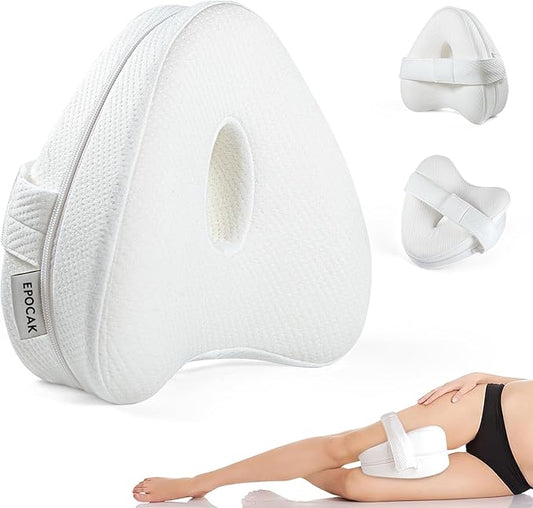 Knee Pillow for Adustable Side Sleepers with 1.3FT/40CM,100% Memory Foam Leg Pillow for Side Sleeping,Hip Pillow for Back,Hip,Knee Pain Relif (White)