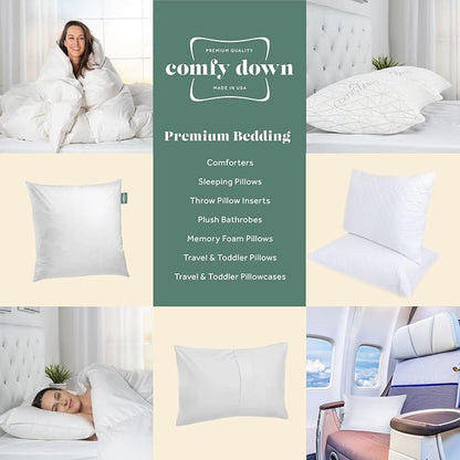 ComfyDown Premium Feather and Down ComfyPlush Supportive Bed Pillow for Sleeping, Luxury Diemend Quilted Cotton Cover, Made in USA, Twin Size, Medium Firm (Queen = 20x30)