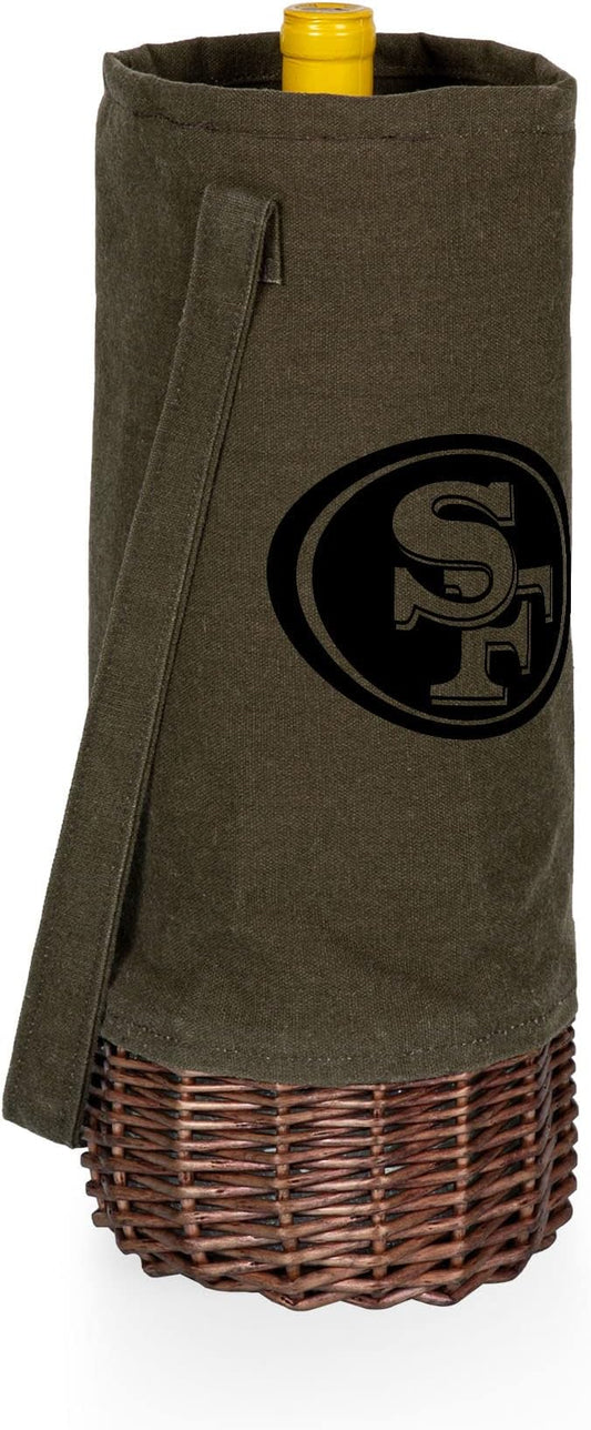 PICNIC TIME NFL Unisex-Adult NFL Malbec Insulated Canvas and Willow Wine Bottle Basket