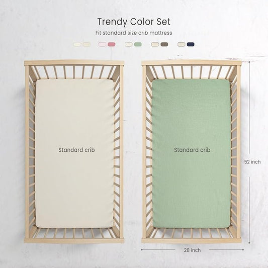 Baby Muslin Crib Sheets - Toddler Cotton Fitted Crib Sheets Neutral for Boys and Girls 2Pack