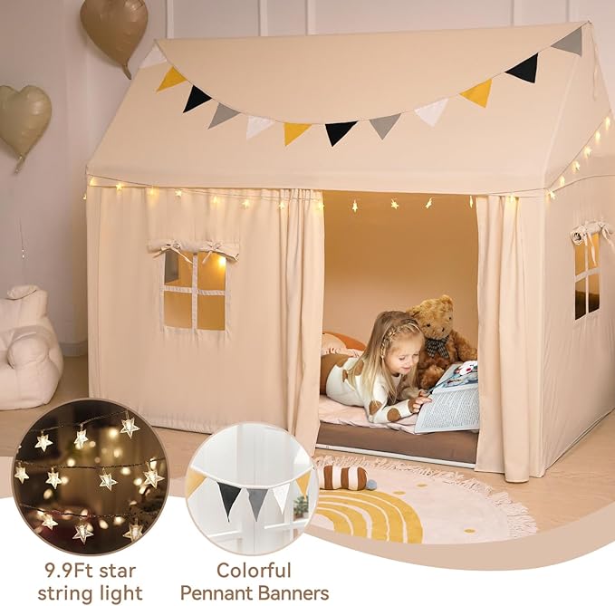 Twin Size Bed Tents Canopy - Large Sleeping Tents Indoor for Privacy Space, Portable Big Space Floor Bed Tents for Kids/Adult， 75"x 39"x57" H, Dimension Updated