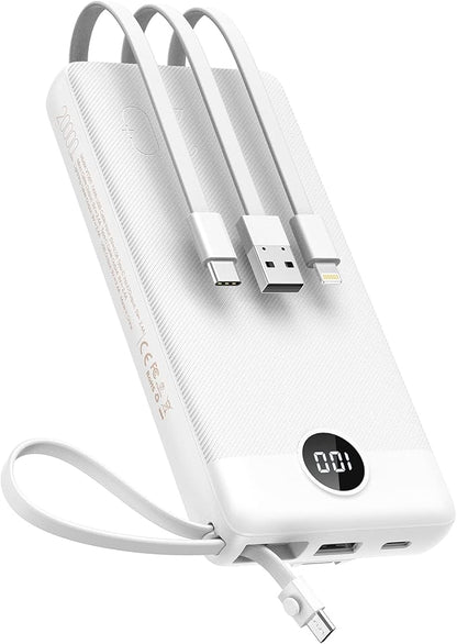 VEEKTOMX Portable Charger with Built-in Cables, 20000mAh Power Bank for iPhone, Fast Charging USB C Battery Pack, Travel Essentials Powerbank Compatible with iPhone 15/14/13, Samsung, Android, etc