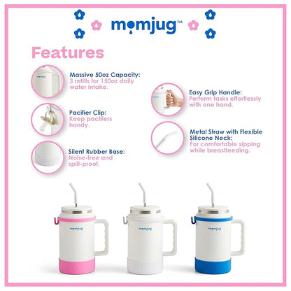 breastfeeding water bottle, 50oz (Pink, w/o Breast Indicator Dial)