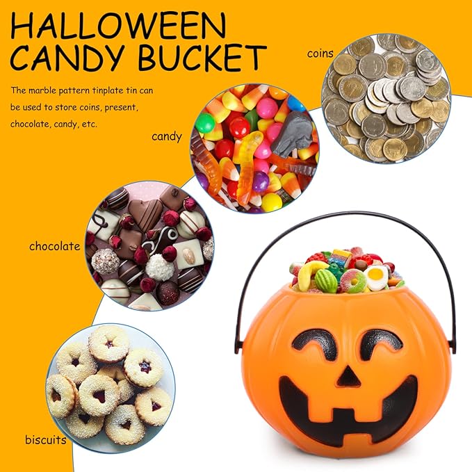 Toyvian Mini Halloween Portable Pumpkin Bucket, 20PCS 2.75 inches Small Halloween Pumpkin Candy Buckets Children Trick or Treat Bags