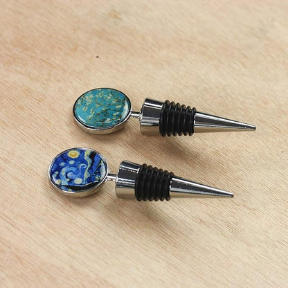 LIZIMANDU Wine Bottle Stoppers,Set of 2 Stainless Steel Wine Stoppers For Gifts, Bar, Holiday Party, Wedding(2-Van Gogh Set)