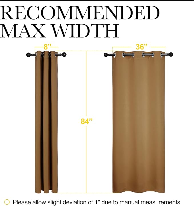 NICETOWN Sleek Blackout Curtains 84 inches Length for Windows, Noise Reducing and Block Draft Panels for Door Doorway Laundry Office Luxury Decor Theme (2 Panels, Gold Brown, W42 x L84 -Inch)
