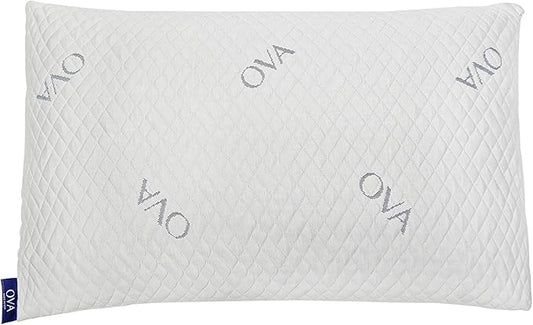 OVA - Queen Size Tri-blend memory foam hypoallergenic pillow, Cooling cover, Firm or Soft Customizable. Machine washable, 100% Made in The U.S.A. 60 Day Risk free trial! (2 Pack, Queen)