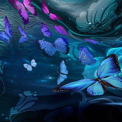AILONEN Flying Butterfly Shower Curtain for Girls Women,Blue Sky Starry Ocean Sea Rose Bath Curtain 72" W*78" H Polyester Fabric Waterproof Bathroom Curtain with 12 Hooks