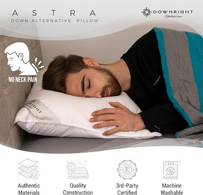 Downright ASTR-ST-MED-COM 233 Thread Count 24 oz Astra LikeDown Pillow, 20" x 26", Standard 20 x 26