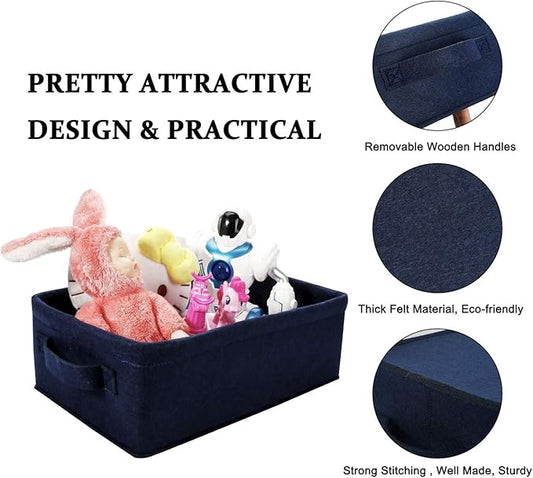 Small Storage Baskets Shelf Storage Baskets Navy Blue Fabric Storage Basket Bin Narrow Storage Basket for Towels Dog Cat Toys Clothes Hats Belts Dippers Baby Toys Storage Basket Little