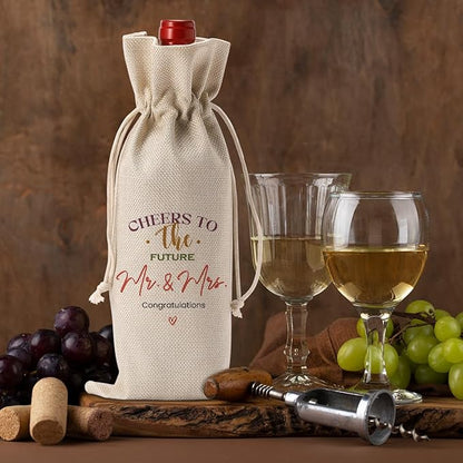 Wedding Shower Gifts Wine Bag, Bridal Shower Wedding Gifts, Bridal Shower Party Favors Wine Bags, Mr And Mrs Wedding Gifts, Cheers To The Future Mr And Mrs Wine Bottle Bag