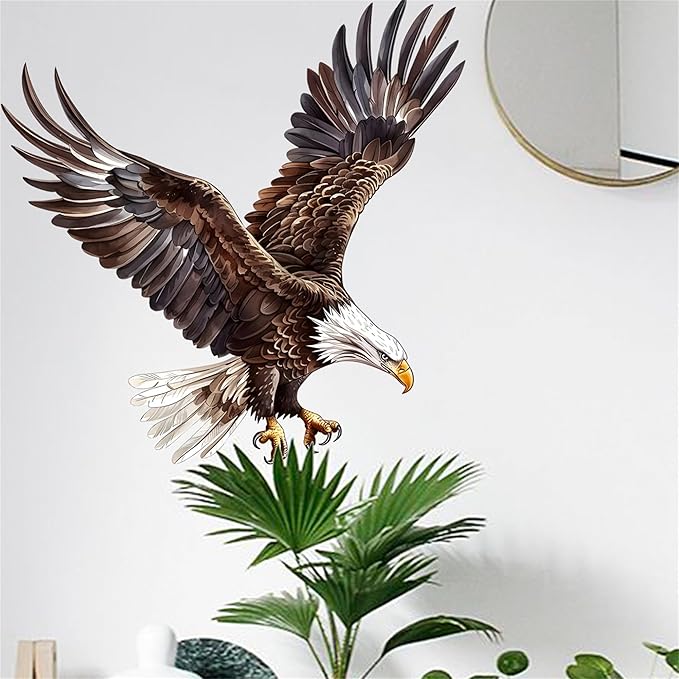 Watercolor Style Eagle Wall Decal Animals Wall Sticker Safari Wall Decor for Nursery Kid'sroom School Classroom Livingroom Bedroom Bathroom Decoration (Watercolor Style Eagle 3)