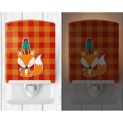 Caroline's Treasures BB9173CNL Christmas Fox Ceramic Night Light Compact, UL-Certified, Ideal for Bedroom, Bathroom, Nursery, Hallway, Kitchen, 6x4x3, Multicolor