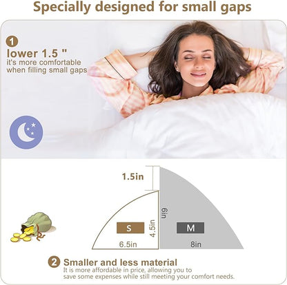 Vekkia Queen Bed Wedge Pillow for Headboard/Wedge Pillow Headboard/Bed Gap Filler/Headboard Pillow,Pillow Wedge for Headboard Gap,Stop Loosing Your Pillows,Phone&Glasses(White 60"x6.5"x4.5")