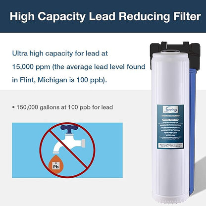 iSpring F4WGB22BPB 4.5” x 20” 2-Stage Whole House Water Filter Replacement Pack Set with Carbon Block and Lead Reducing Cartridges, Fits WGB22B-PB