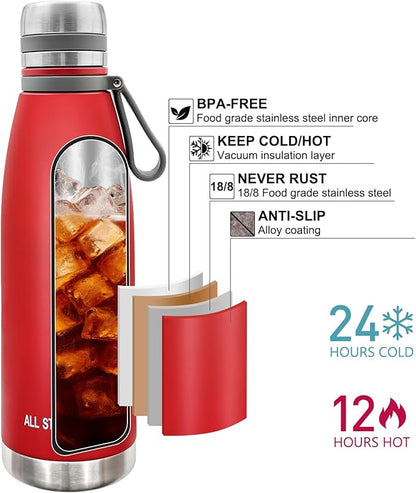 22oz Thermos for Hot and Cold Drinks, Coffee Thermos Water Bottle, Wide Mouth Thermal Cups- Leakproof Stainless Steel Insulated Thermos - Commute, Travel, and Picnic Friendly