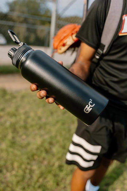 40oz Stainless Steel Water Bottles Leak Proof Vacuum Insulated Water Bottle Thermos Flask Sport Water Bottle (Black)