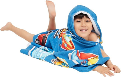 Hooded Towel for Toddlers 2-10 Years Boys Girls Kids Bath Pool Beach Towel Wrap Soft Absorbent Beach Poncho（Cars）