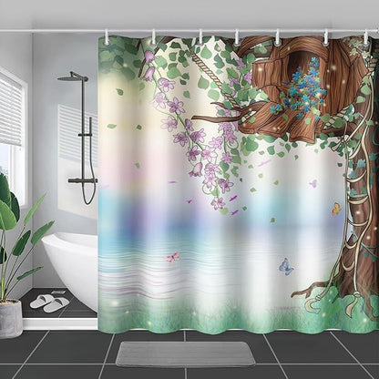 AILONEN Green Tree Leaves Shower Curtain,Botanical Floral Plants Vine Shower Curtain,Spring Floral Shower Curtain for Bathroom Decor Polyester Waterproof with Grommets and Hooks 60" W*72" H