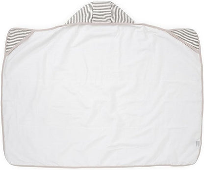 Little Unicorn Cotton Muslin & Terry Hooded Towel, Larger Size 1-6 Years (Grey Stripe)